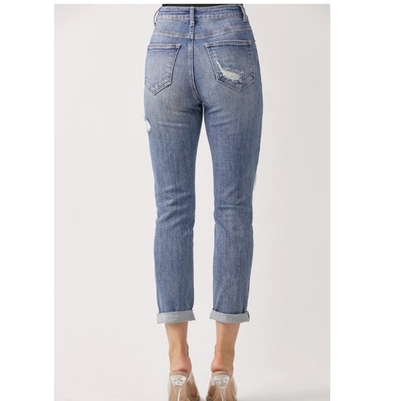 Risen Distressed Girlfriend High Rise Skinny Jeans - Picture 4 of 16
